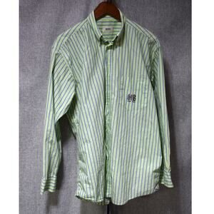 Hugo Boss Green & Blue Stripe Button-Up Shirt L